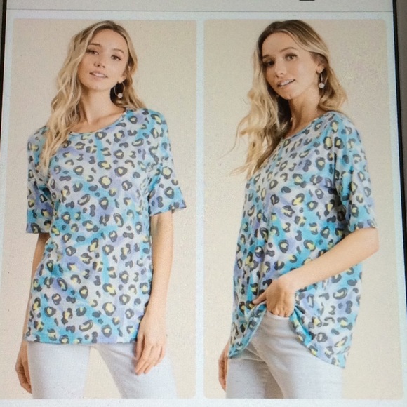🫐  Colorful animal print short sleeve top - Picture 3 of 14
